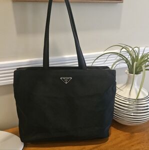 Prada Black Nylon & Leather Trim Tote